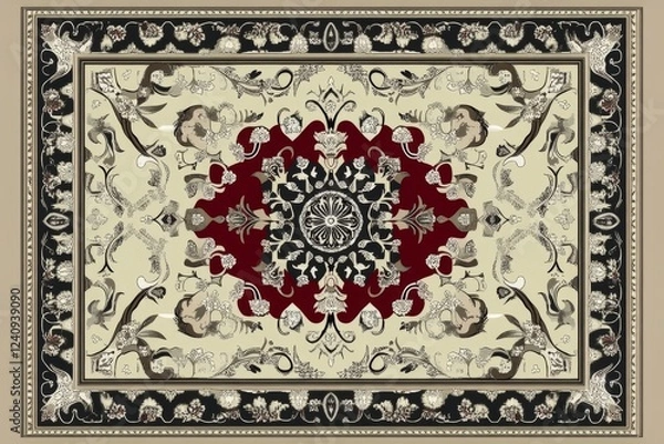 Fototapeta Magnificent Ornate Rug Design: Intricate Patterns and Rich Colors