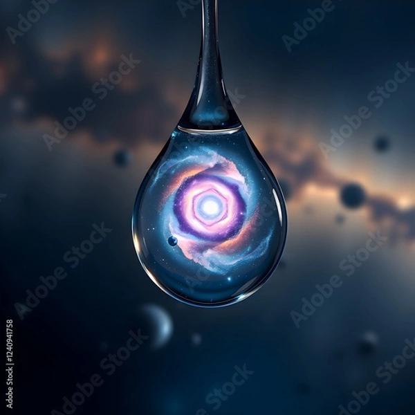 Obraz Cosmic Drop: A Universe Captured in a Single Water Droplet

