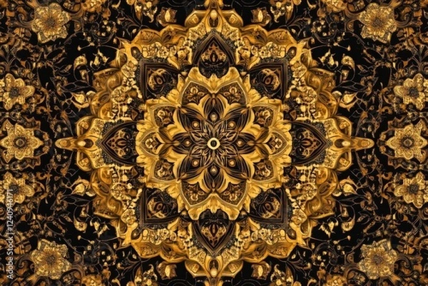 Fototapeta Opulent Golden Mandala: A Symphony of Intricate Design