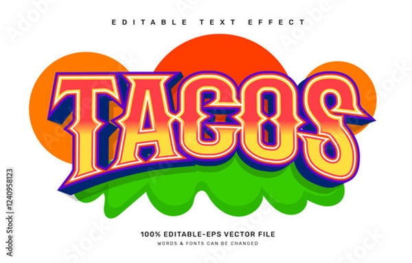 Fototapeta Tacos editable text effect template