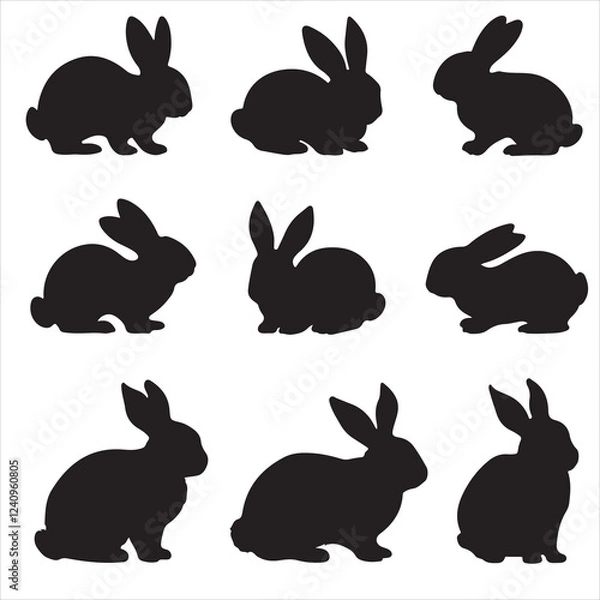 Obraz set of vector different type of bunny silhouettes	