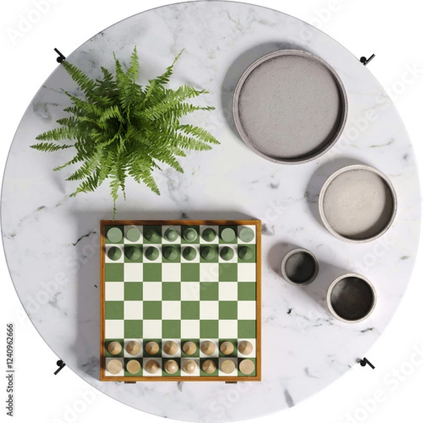 Obraz Top view of round white marble coffee table