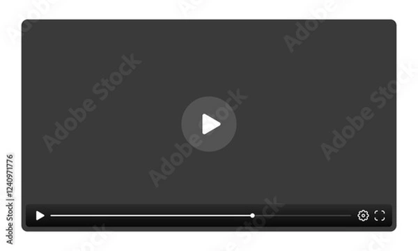 Fototapeta Video player template interface: blank mockup for a video player web UI design. Stock vector suitable for showcasing multimedia player templates on websites.