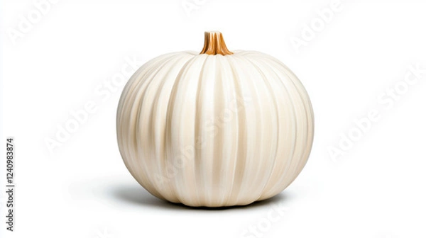 Fototapeta Off White Pumpkin with Vertical Ridges on White Background