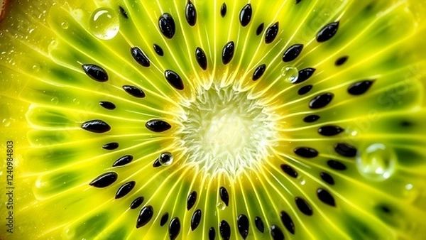 Fototapeta Ultra Macro of a Kiwi Slice: Vivid Details and Fresh Texture

