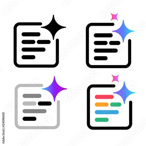 Obraz generate code script generator with AI artificial intelligence icon symbol of generative content creation icon outline and gradient set collection