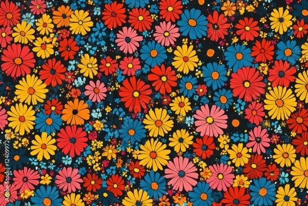 Obraz Vibrant floral pattern in bold colors