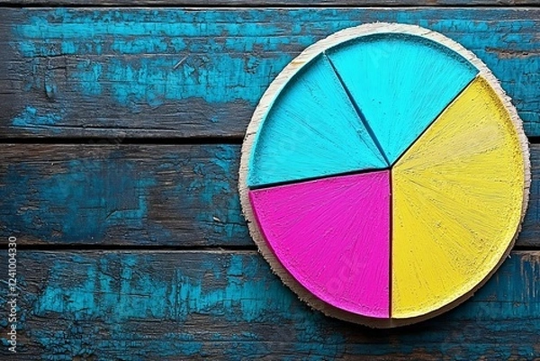 Obraz colorful math fractions on wooden background or table