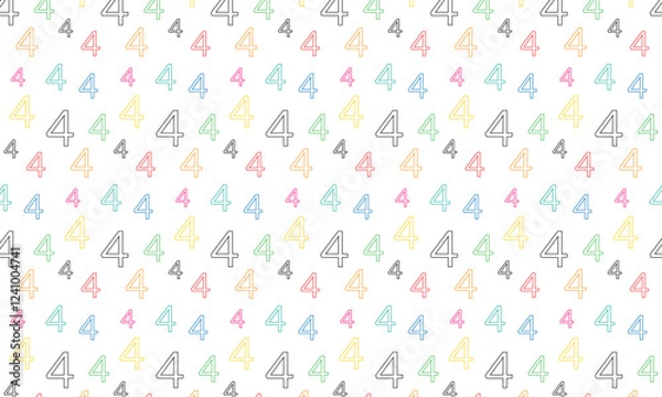 Fototapeta abstract coloring outline number 4 pattern suitable for background.