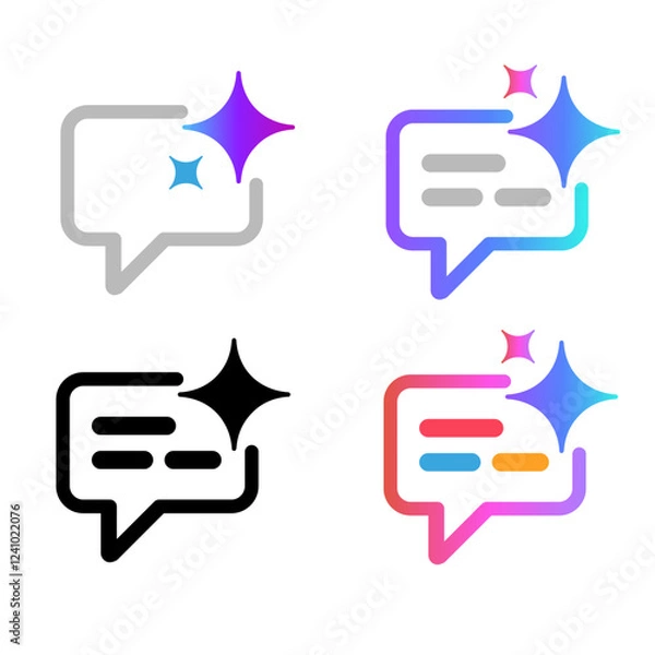 Obraz AI chat assistant artificial intelligence icon symbol of generative content creation speech bubble chat bot icon outline and gradient set