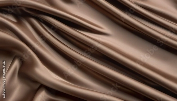 Fototapeta  Elegant Brown Silk Fabric Draped, Smooth, Shiny, Luxurious Texture