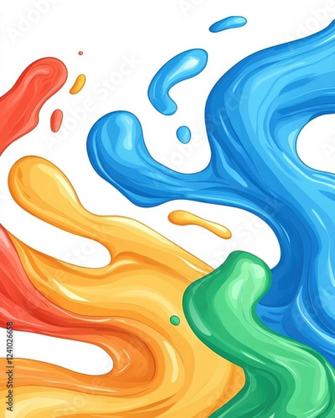 Fototapeta Colorful abstract fluid shapes create vibrant summer background