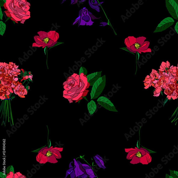 Obraz Pattern with flowers and plants.
