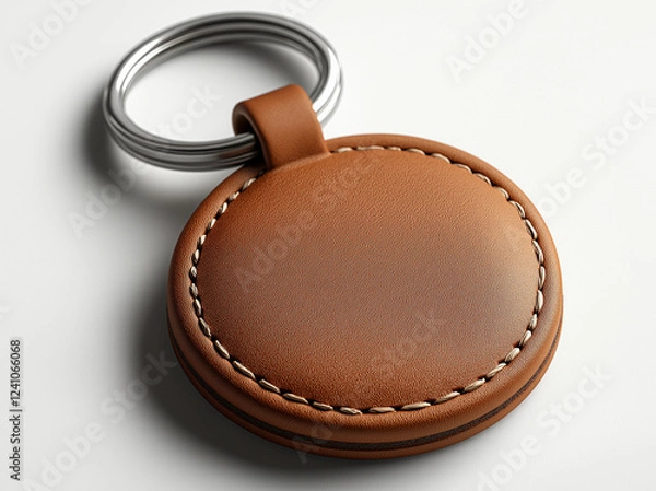 Fototapeta A round leather keychain mockup image