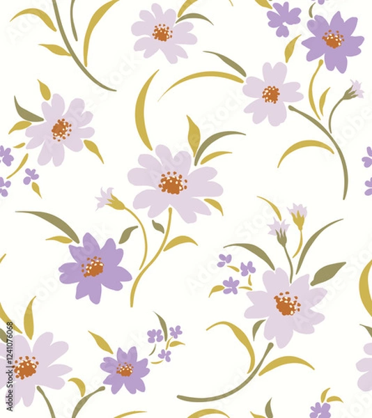 Fototapeta This seamless floral design is filled with illustrations suitable for your various creative projects. You can use it for textile design, wrapping paper, or even as a website background.