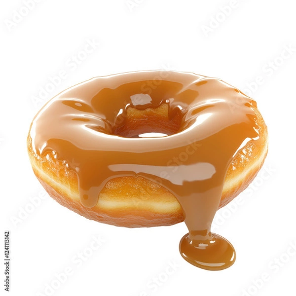 Obraz Isolated Donut with Dripping Caramel Glaze