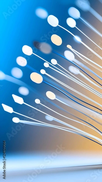 Fototapeta Fiber optic light streaks, abstract technology background, digital data transmission, glowing network