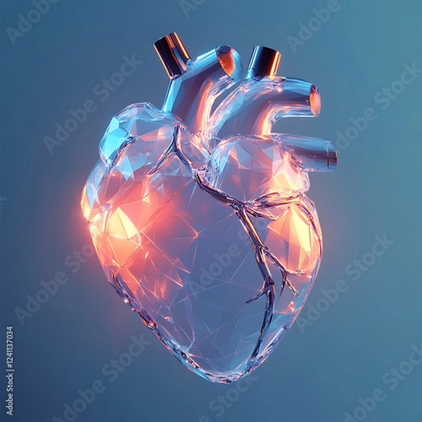 Obraz 3D Heart on a Blue Background