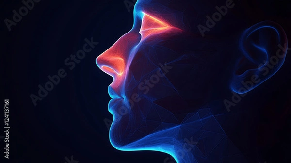 Obraz 3D Side Profile on a Black Background