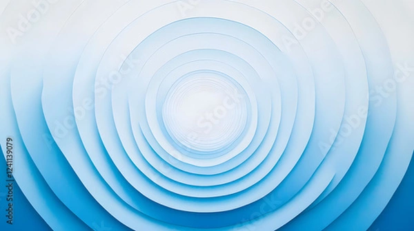 Fototapeta A series of sky blue concentric circles growing larger with a smooth gradient from light to dark blue.