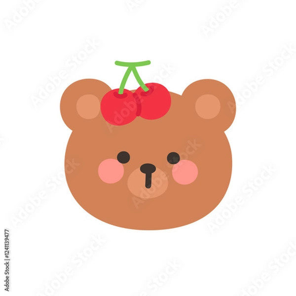 Obraz Korean Style Bear Cartoon with Cherry Hat