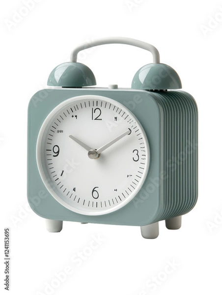 Fototapeta Isolated Square Green Alarm Clock with Retro Design