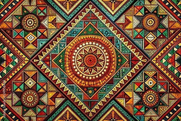 Fototapeta Minimalist Tribal Geometric Patterns: Intricate Shapes & Designs Stock Photo