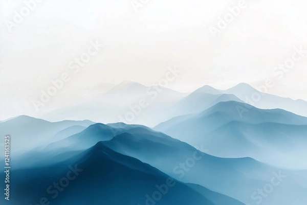 Obraz Discover the beauty of soft abstract mountain ranges enveloped in misty hues at dawn, showcasing serene transitions of color and light across the landscape