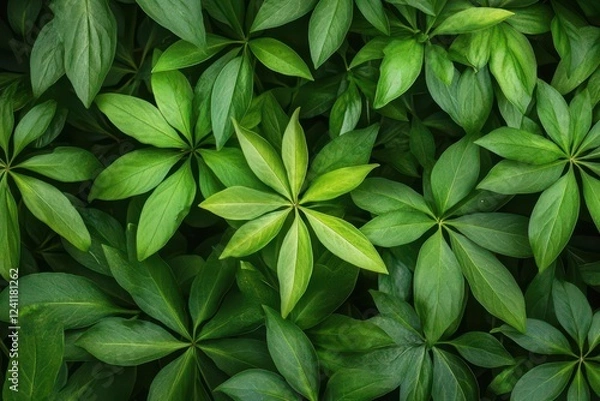 Obraz lush tropical plant background filled with vibrant green leaves, creating a rich, dense atmosphere that evokes a sense of tranquility and connection with nature