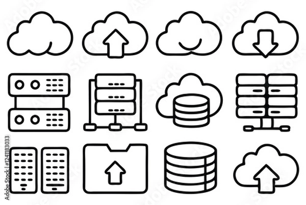 Obraz cloud computing and storage editable stroke outlin