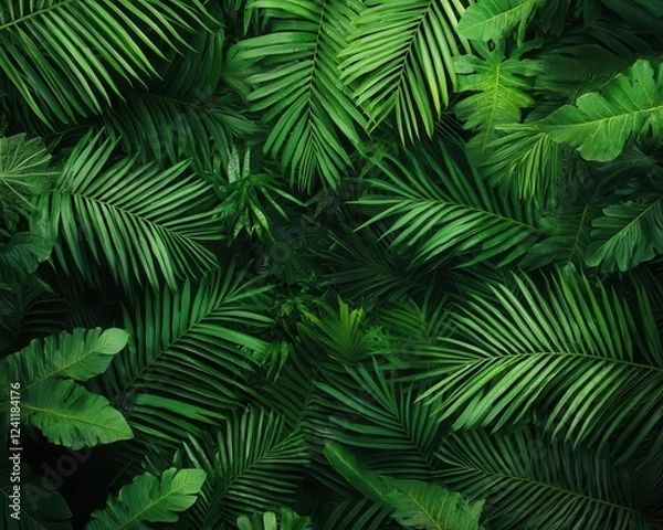 Fototapeta Dense tropical forest floor, fungi, insects, and complex ecological layers