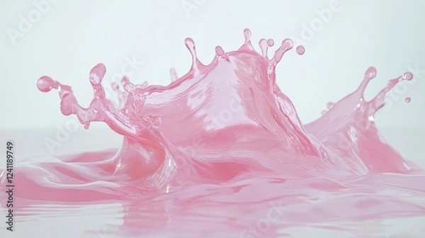 Fototapeta Bold Pink Splash with Dynamic Water Drops and Fluid Movement