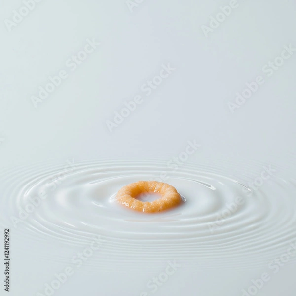 Obraz A single cereal loop floating above a milk ripple