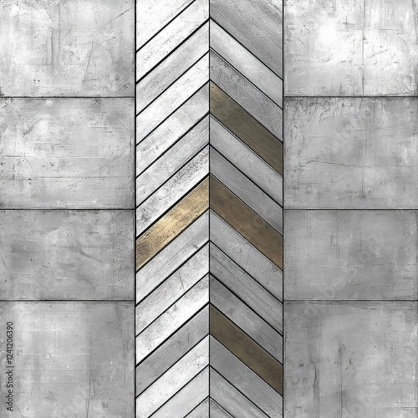 Fototapeta Grey wallpaper texture with metallic silver geometric linear design for background , isolated on white background,  , copy space for text,