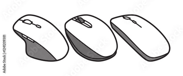 Fototapeta three black and white computer mouse images line art
