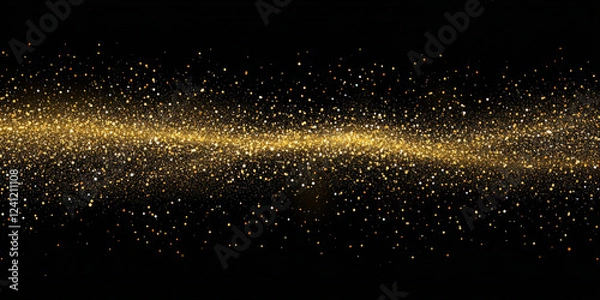 Fototapeta Golden glitter background with densely packed sparkling particles, festive and radiant.