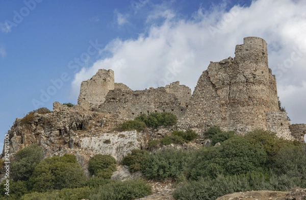 Fototapeta Asklipio Castle,  Rhodes Island, Greece. Asklipio Castle was built in the XIII century. Local residents long ago used it during the invasion of pirates.