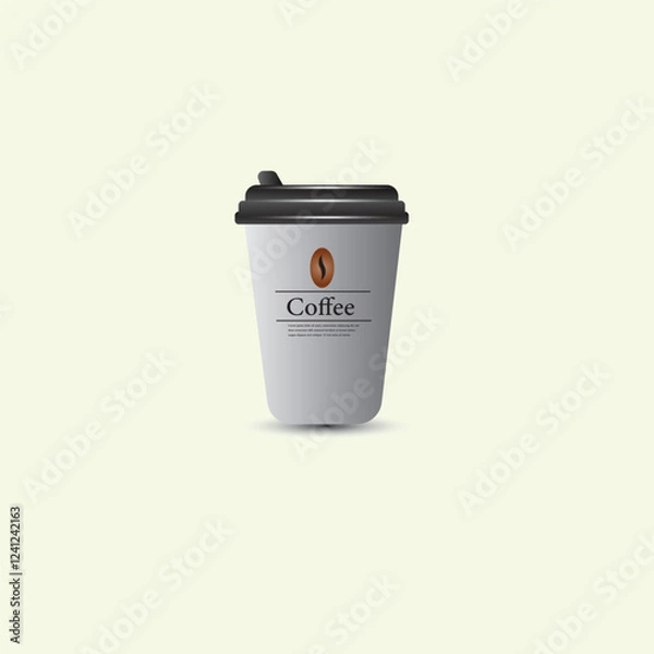 Obraz White cap brown paper Recyclable Double Wall Kraft Coffee cup mug