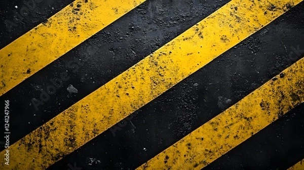 Fototapeta Warning Stripes: Black and Yellow Rectangular Background