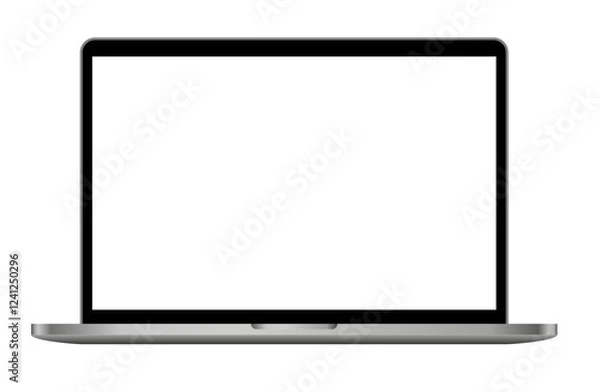 Fototapeta Mockup of a monitor. Silver laptop. Computer display with an empty screen isolated on transparent background	
