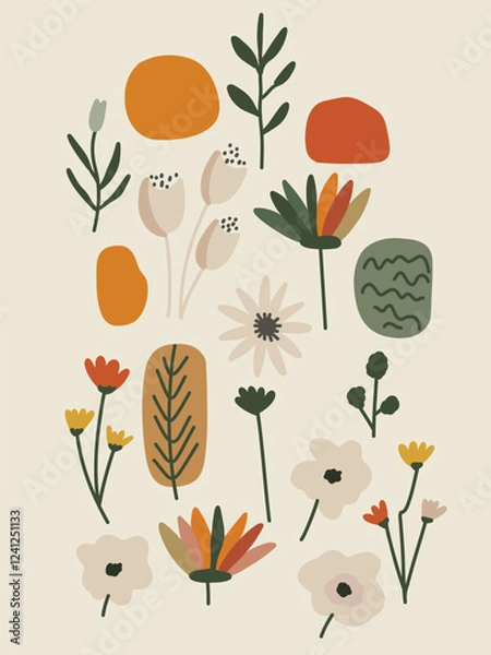 Fototapeta  elegant floral print with soft shades