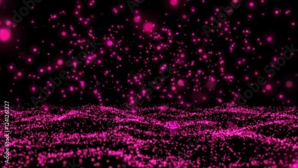 Fototapeta Beautiful Luxury purple magical stardust and sparkling particles space floor, flying though tunnel, for Oscar award ceremony event, Digital Art, Modern background, motion design,