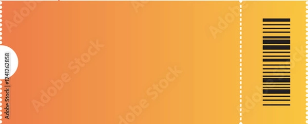 Obraz Orange Blank Ticket Mockup Realistic Vector Template Isolated on Gray Background