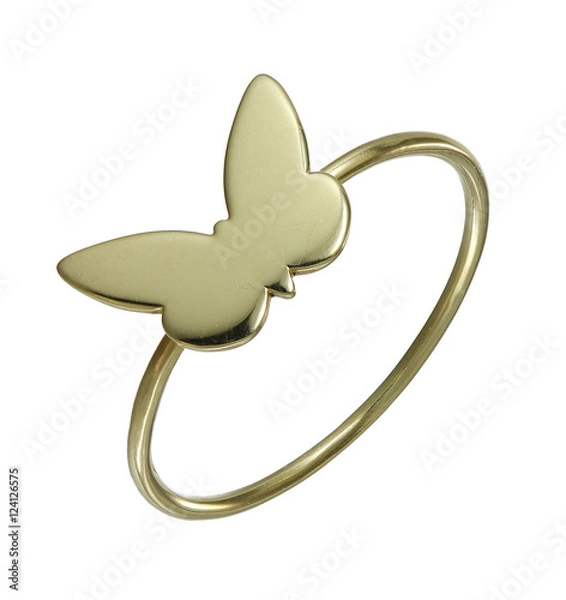 Obraz Golden ring with symbol on white