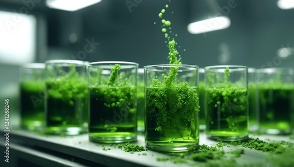 Fototapeta Green Elixir: Mossy Lab Experiments.