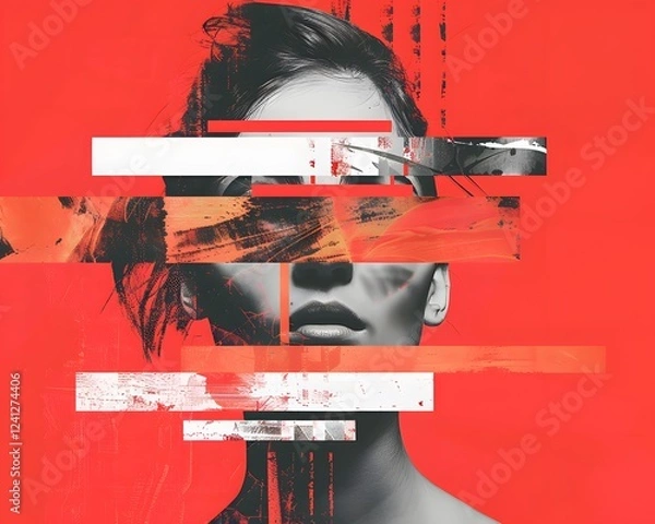 Fototapeta Illustration of Anti-Design: This trend intentionally breaks traditional design rules with mixed fonts, altered spacing, and sideways composition.