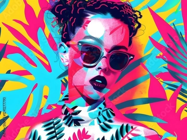 Fototapeta Illustration of Cluttercore: Embracing maximalism, this trend features bold colors, thick strokes, and overlapping graphics, perfect for fashion brands and design agencies aiming to stand out.