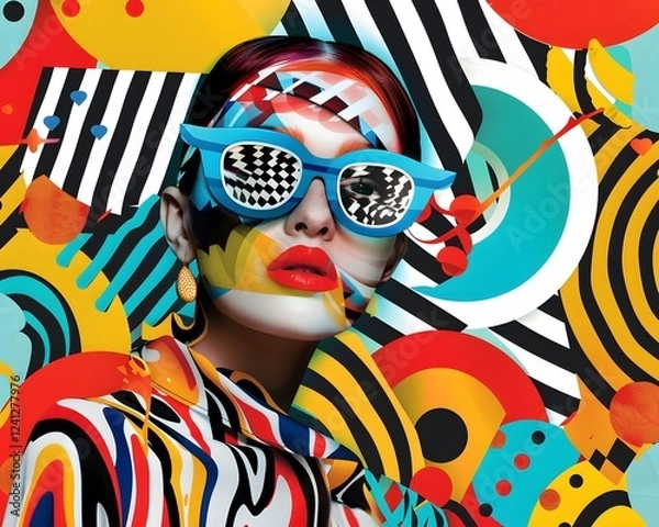 Fototapeta Illustration of Cluttercore: Embracing maximalism, this trend features bold colors, thick strokes, and overlapping graphics, perfect for fashion brands and design agencies aiming to stand out.