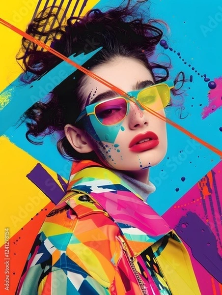 Fototapeta Illustration of Cluttercore: Embracing maximalism, this trend features bold colors, thick strokes, and overlapping graphics, perfect for fashion brands and design agencies aiming to stand out.