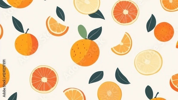 Obraz Citrus fruit pattern, vibrant background, healthy eating, website design